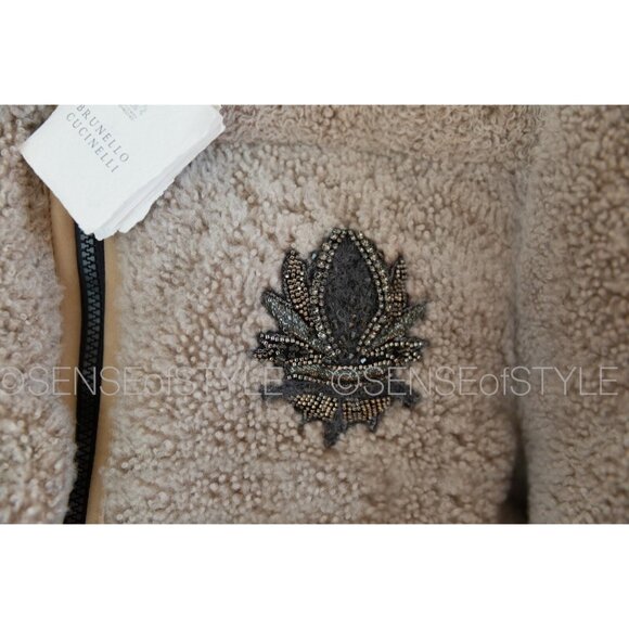 Brunello Cucinelli Jacket Puffer Coat Shearling Cashmere Swarovsky crystals 40 S - Picture 4 of 14